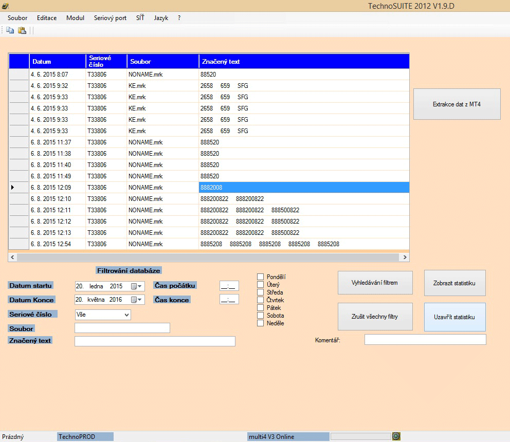 Ekran oprogramowania TechnoPROD